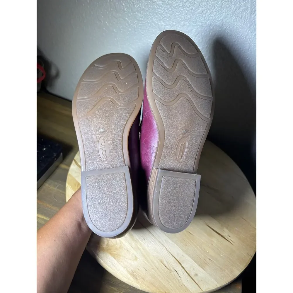Earth Edna Leather Slip on Round Toe Loafers Shoes Burgundy Women's 9M NWOT